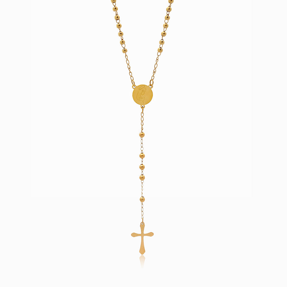 Colar Rosário CL2057- Aço Inox Dourado