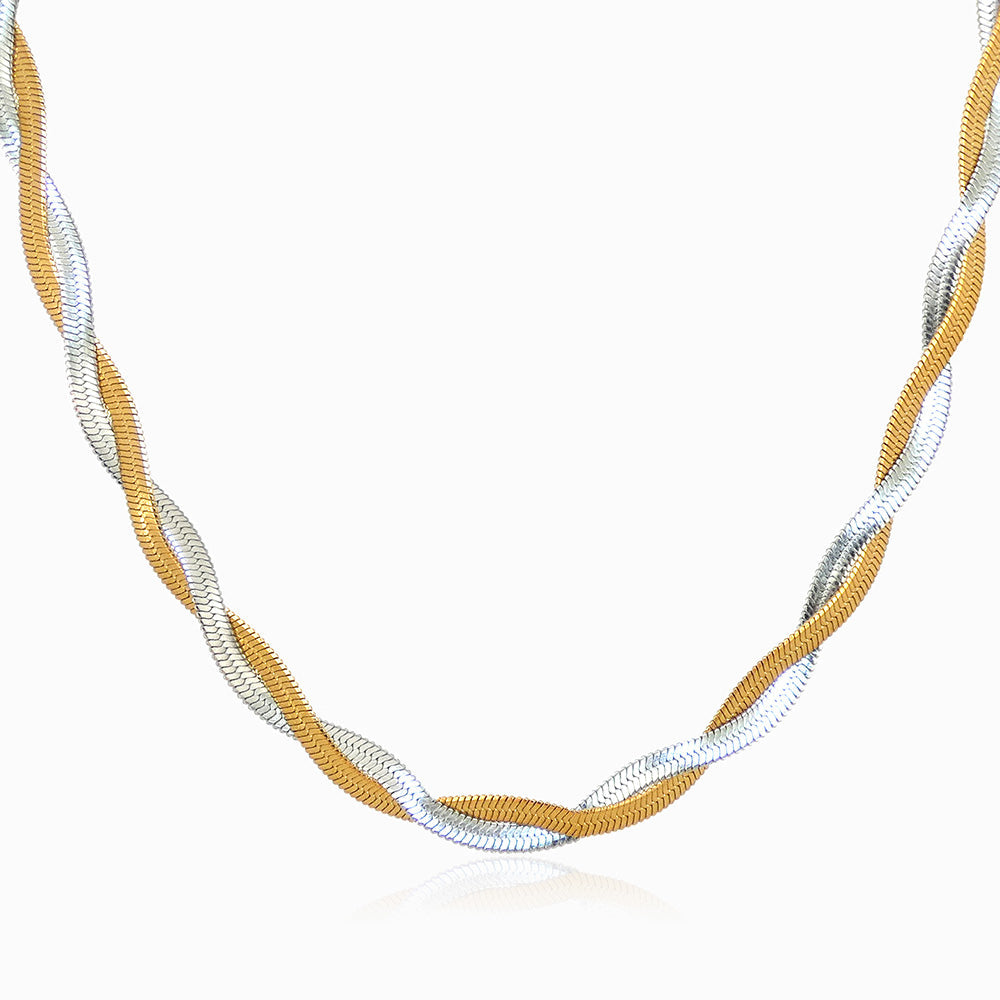 Colar Duplo Malha Snake CL1656 - Aço Inox Dourado