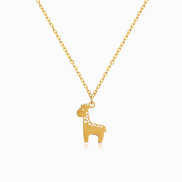 Colar com Girafa CL1847 - Aço Inox Dourado