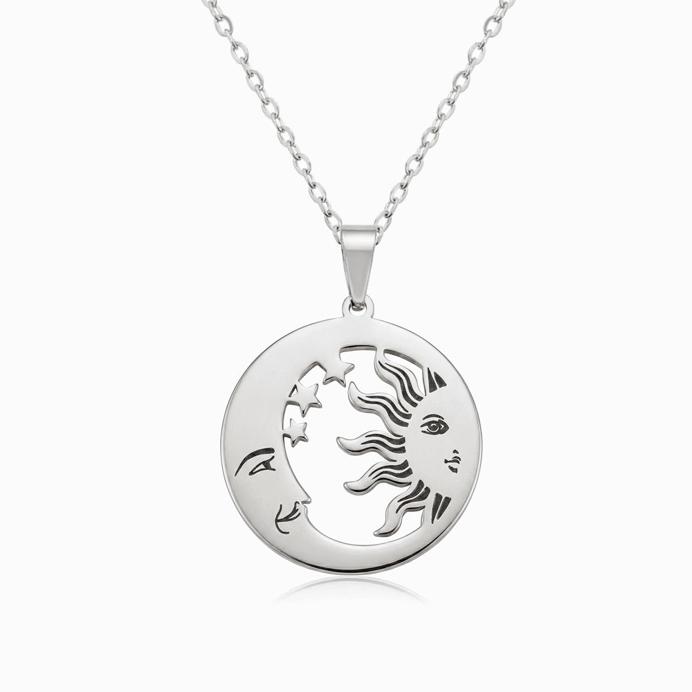 Colar Sol e Lua CL0143 - Aço Inox Prateado