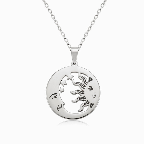 Colar Sol e Lua CL0143 - Aço Inox Prateado