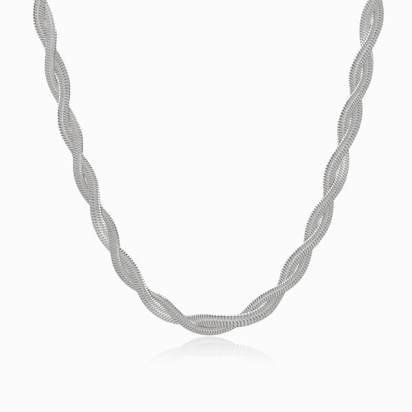 Colar Duplo Malha Snake CL2026 - Aço Inox Prateado