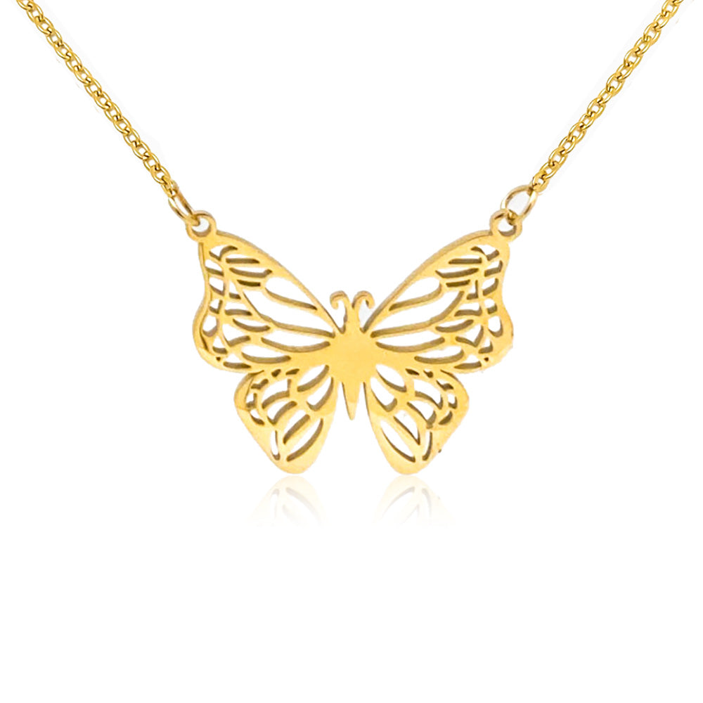 Colar Borboleta CL3003 - Aço Inox Dourado