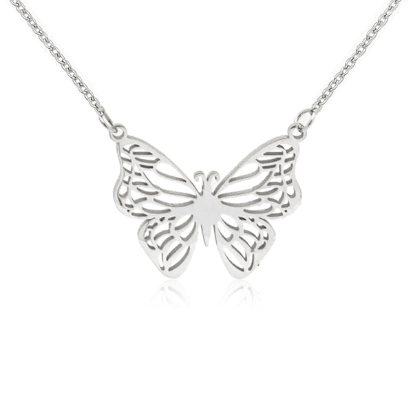 Colar Borboleta CL3003 - Aço Inox Prateado