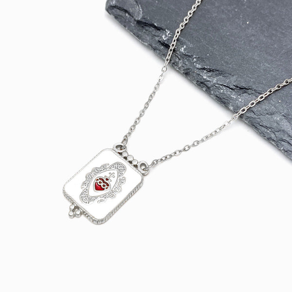 Colar CL1301 - Aço Inox Prateado com Esmalte