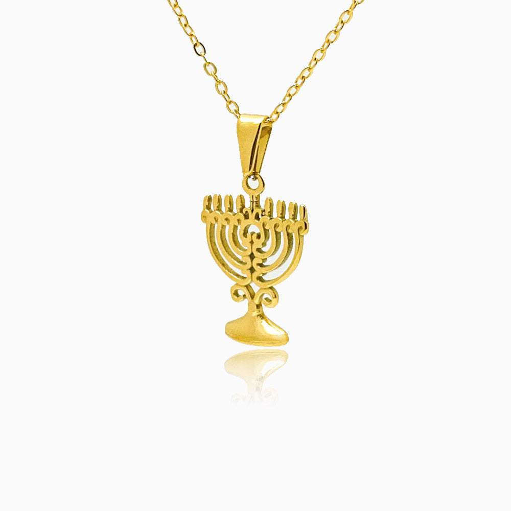 Colar Candelabro CL1085 - Aço Inox Dourado