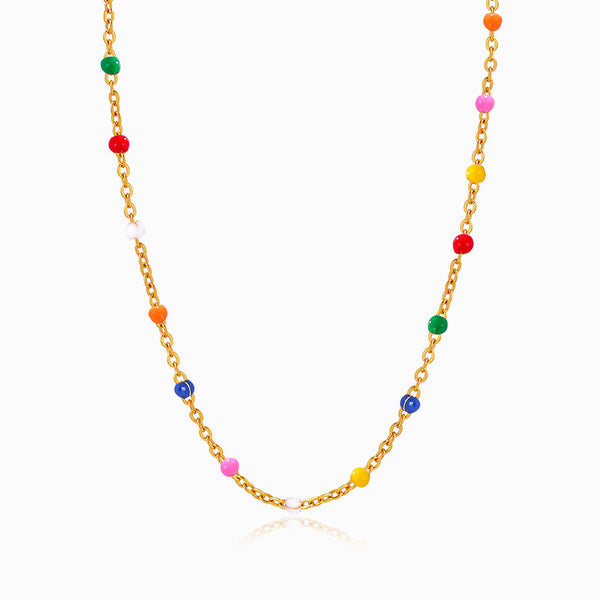 Colar Colorido 2mm CL1557 - Aço Inox Dourado