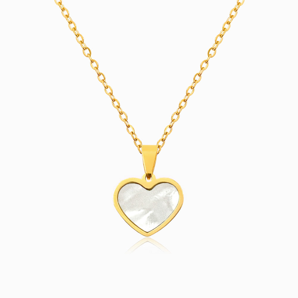 Colar Coração CL1072 - Aço Inox Dourado com Madrepérola