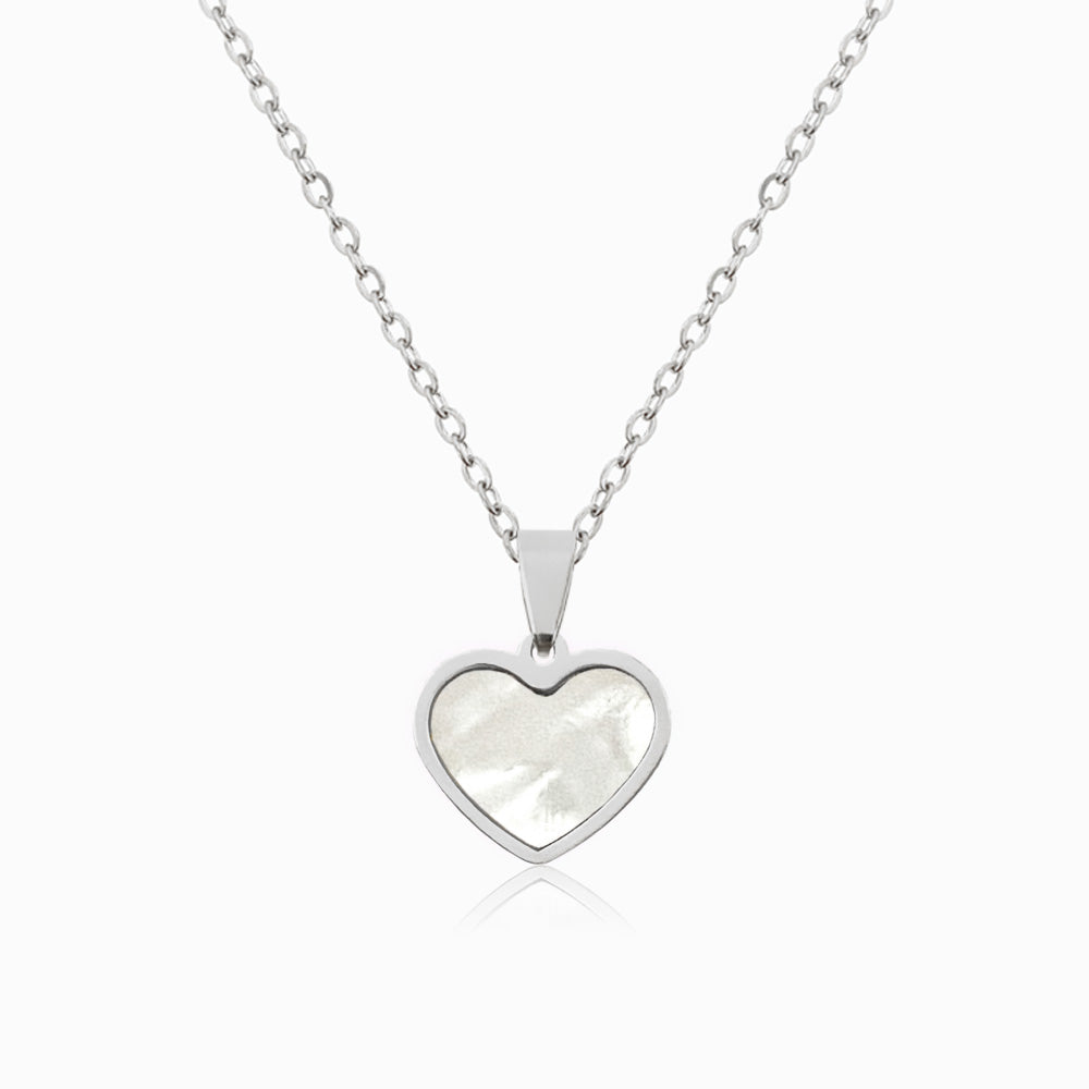 Colar Coração CL1072 - Aço Inox Prateado com Madrepérola