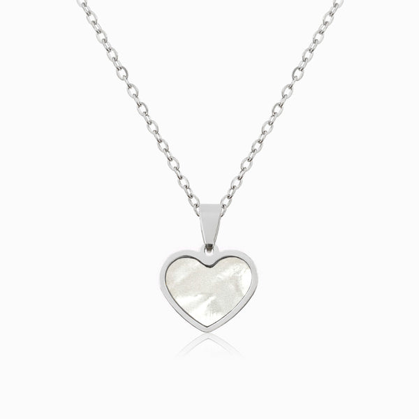 Colar Coração CL1072 - Aço Inox Prateado com Madrepérola