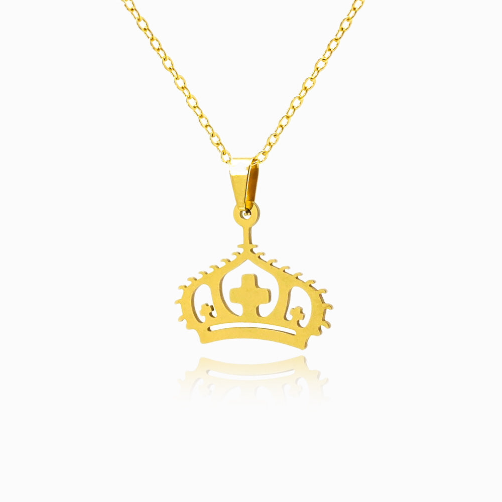 Colar Coroa CL1056 - Aço Inox Dourado
