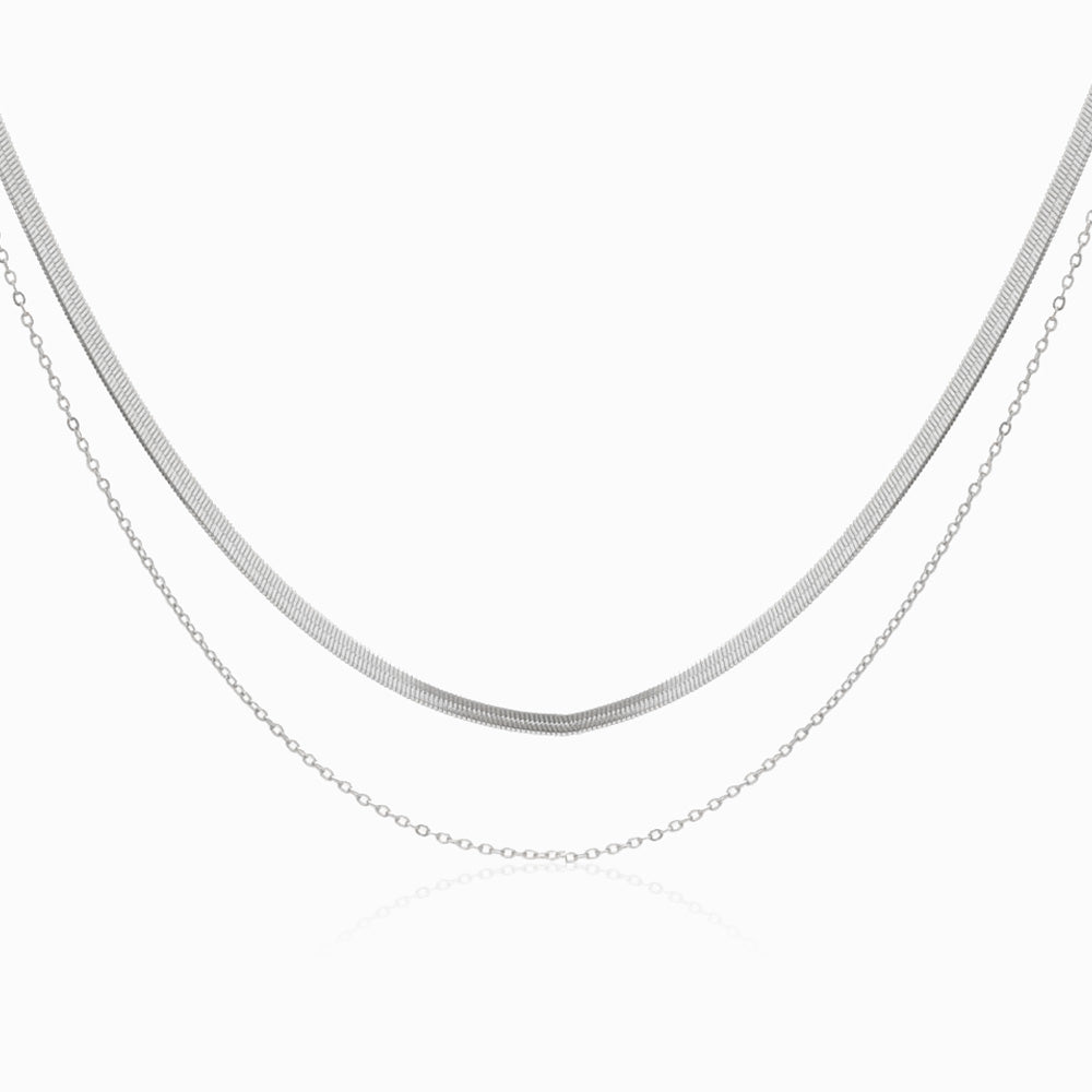 Colar Duplo CL2021 - Aço Inox Prateado