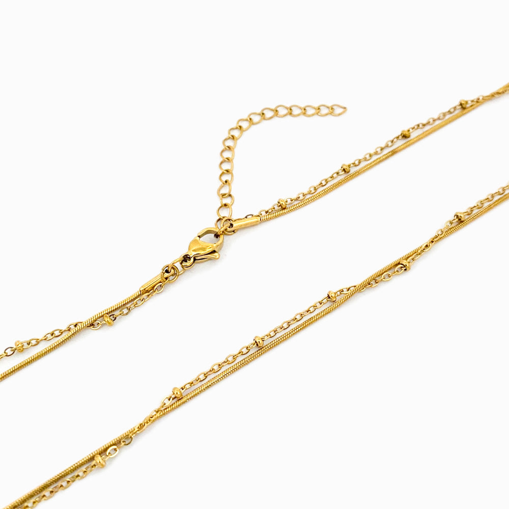 Colar Duplo CL2022 - Aço Inox Dourado