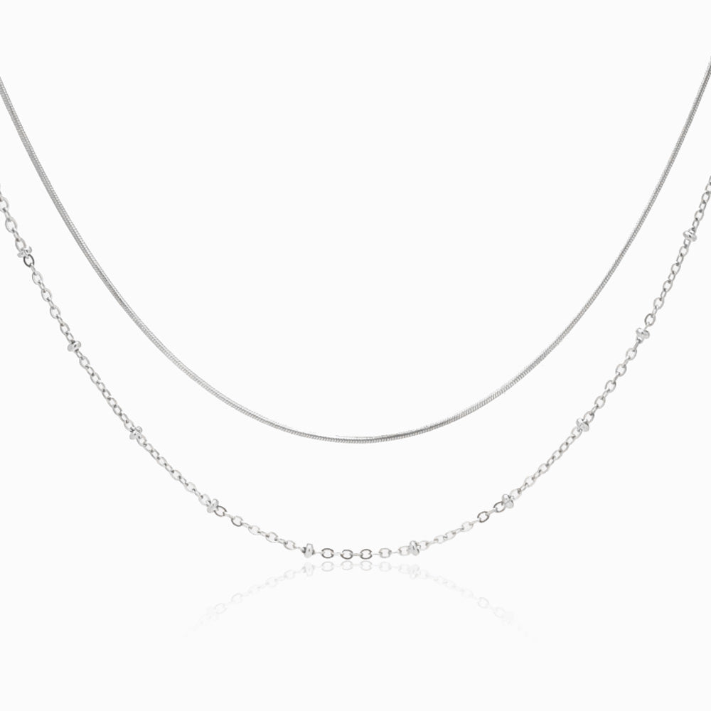 Colar Duplo CL2022 - Aço Inox Prateado