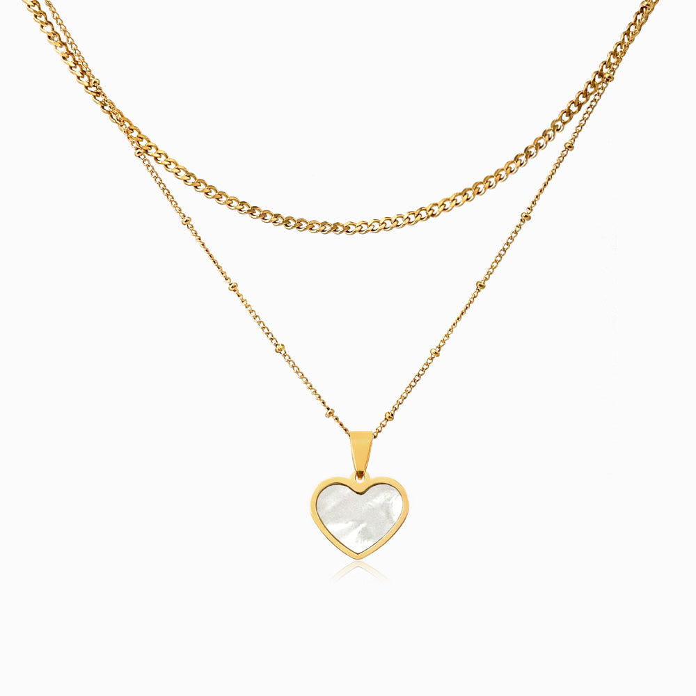 Colar Duplo Coração CL1502 - Aço Inox