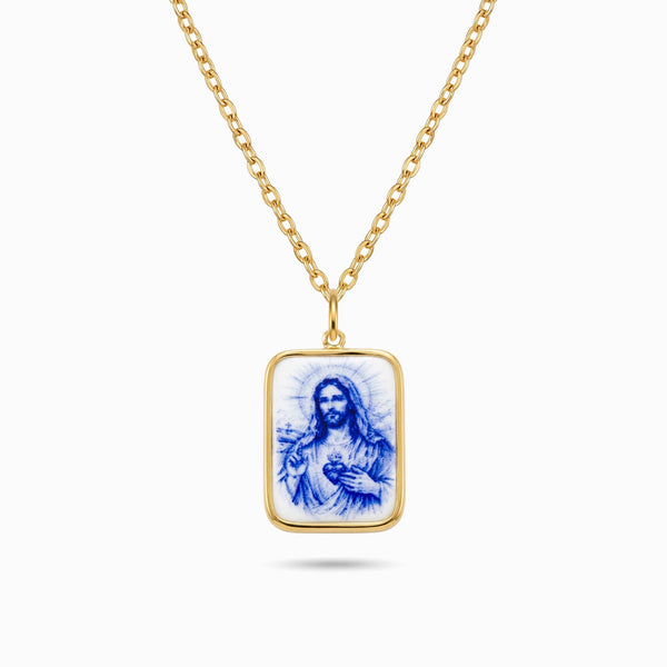 Colar Medalha com Jesus CL0691D-MBE015 - Aço Inox