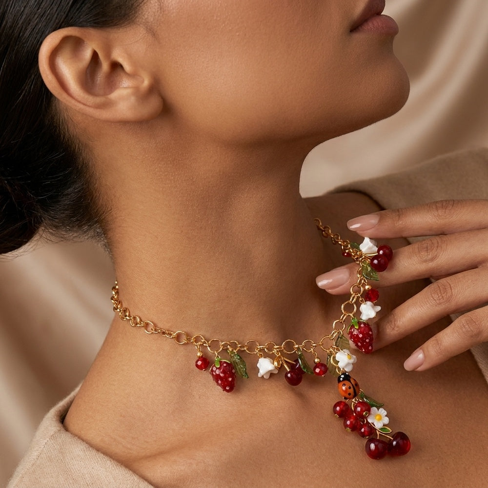 Colar Verão em Resina e Aço Inoxidável