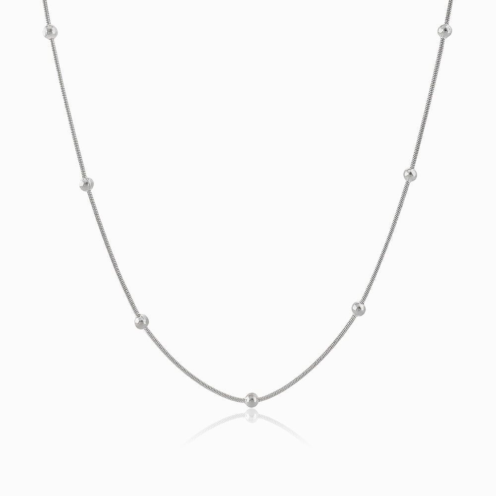 Colar com Bolinhas CL2024 - Aço Inox Prateado