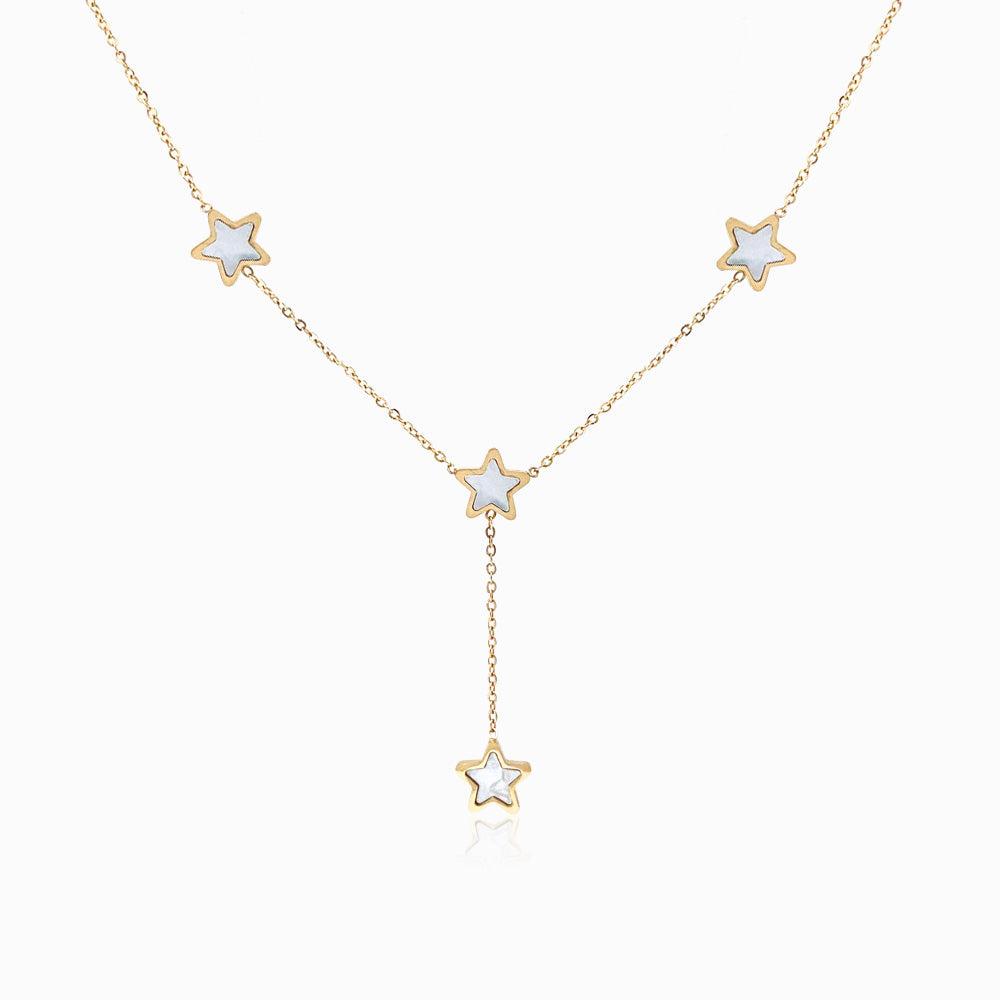 Colar com Estrelas CL3030 - Aço Inox Dourado