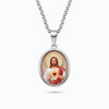 Colar com Medalha Sagrado Coração de Jesus CL0683D-MBE015 - Aço Inox