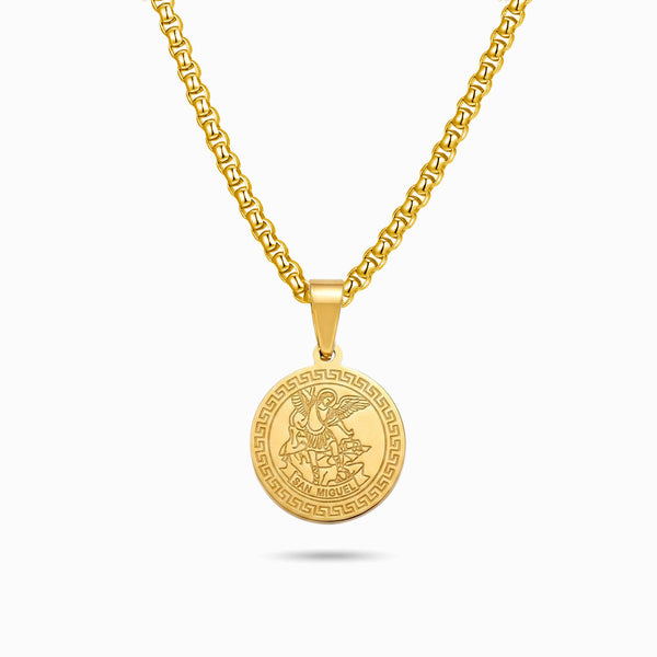 Colar com Medalha de San Miguel CL0531D-MBE013 - Aço Inox