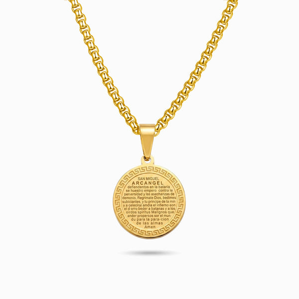 Colar com Medalha de San Miguel em Aço Inoxidável