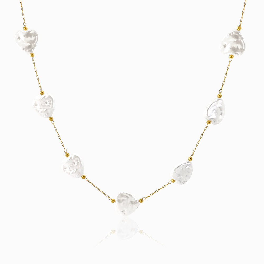 Colar com Pérolas Barrocas Coração CL1931 - Aço Inox