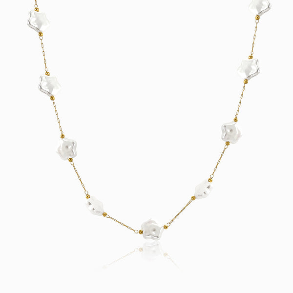 Colar com Pérolas Barrocas Estrela CL1933 - Aço Inox