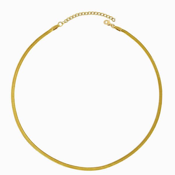 Fio Malha Snake Achatada 3mm CL1733 - Aço Inox Dourado