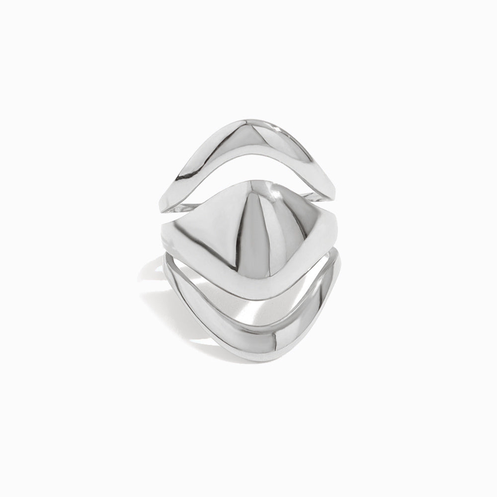 Anel Geométrico Ajustável JZ1418 - Aço Inox Prateado