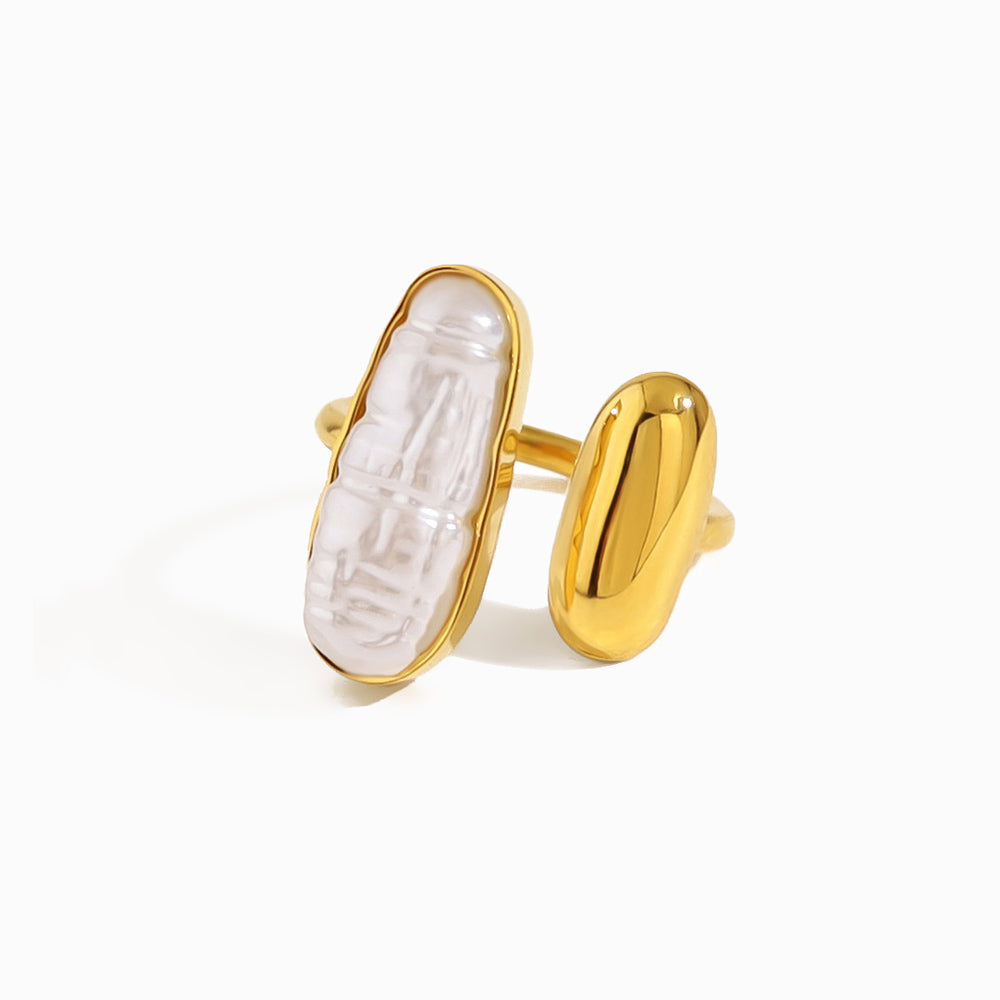 Anel com Pérola 17mm JZ1429 - Aço Inox