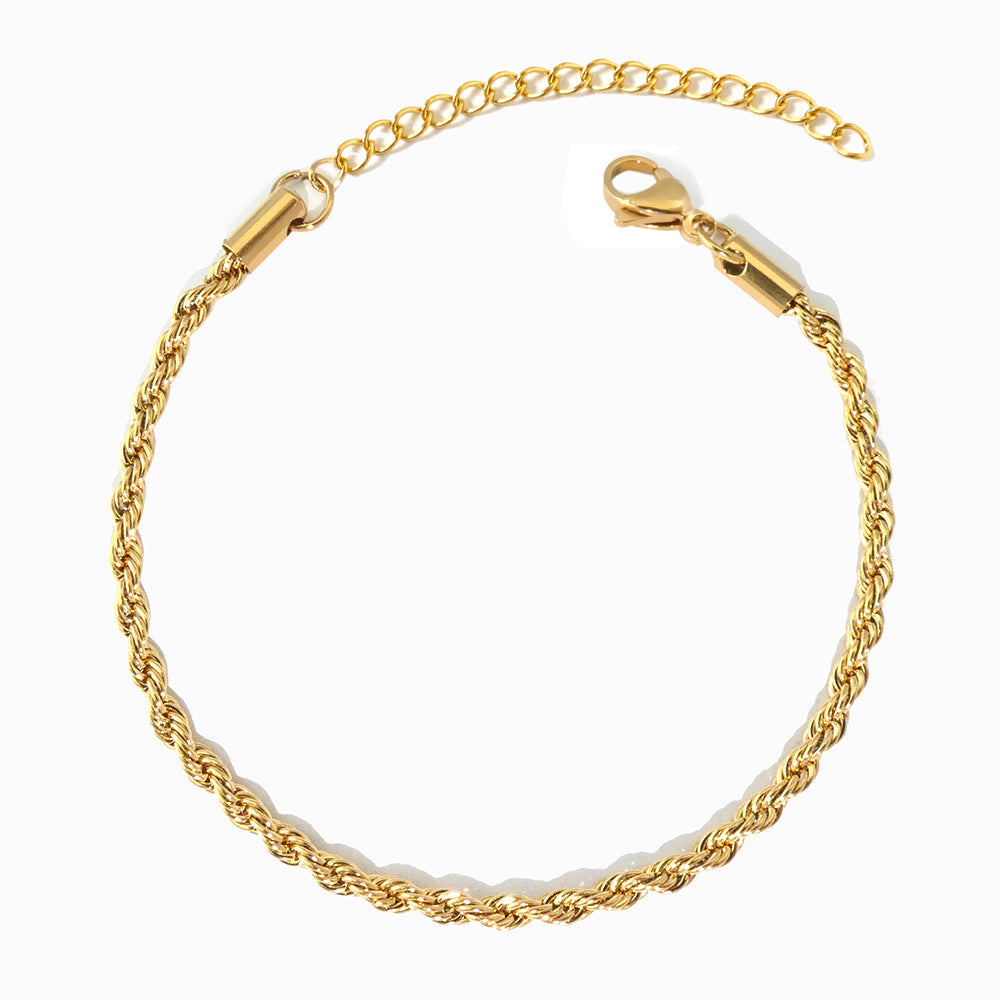 Pulseira Torcida 3mm SL8007 - Aço Inox Dourado