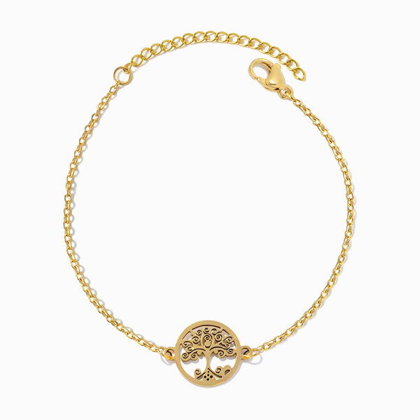 Pulseira Árvore da Vida SL2334 - Aço Inox Dourado