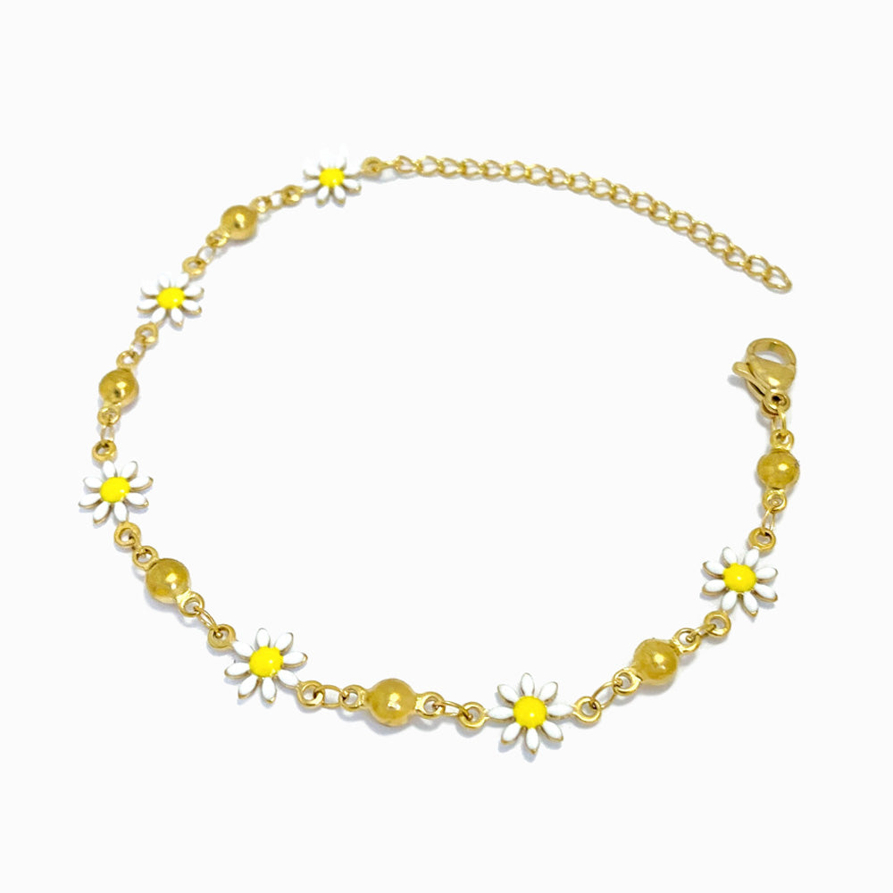Pulseira com Margaridas SL2167 - Aço Inox