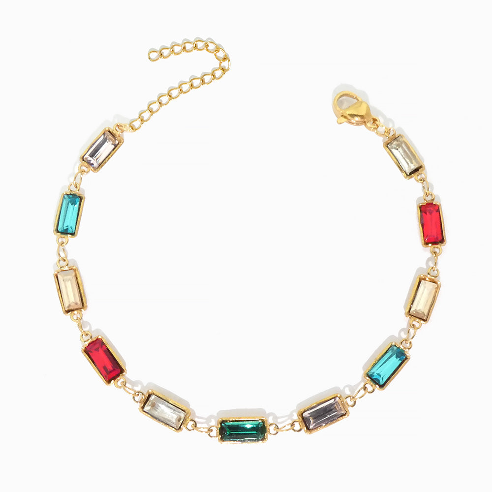 Pulseira Colorida com Cristais SL2245 - Aço Inox