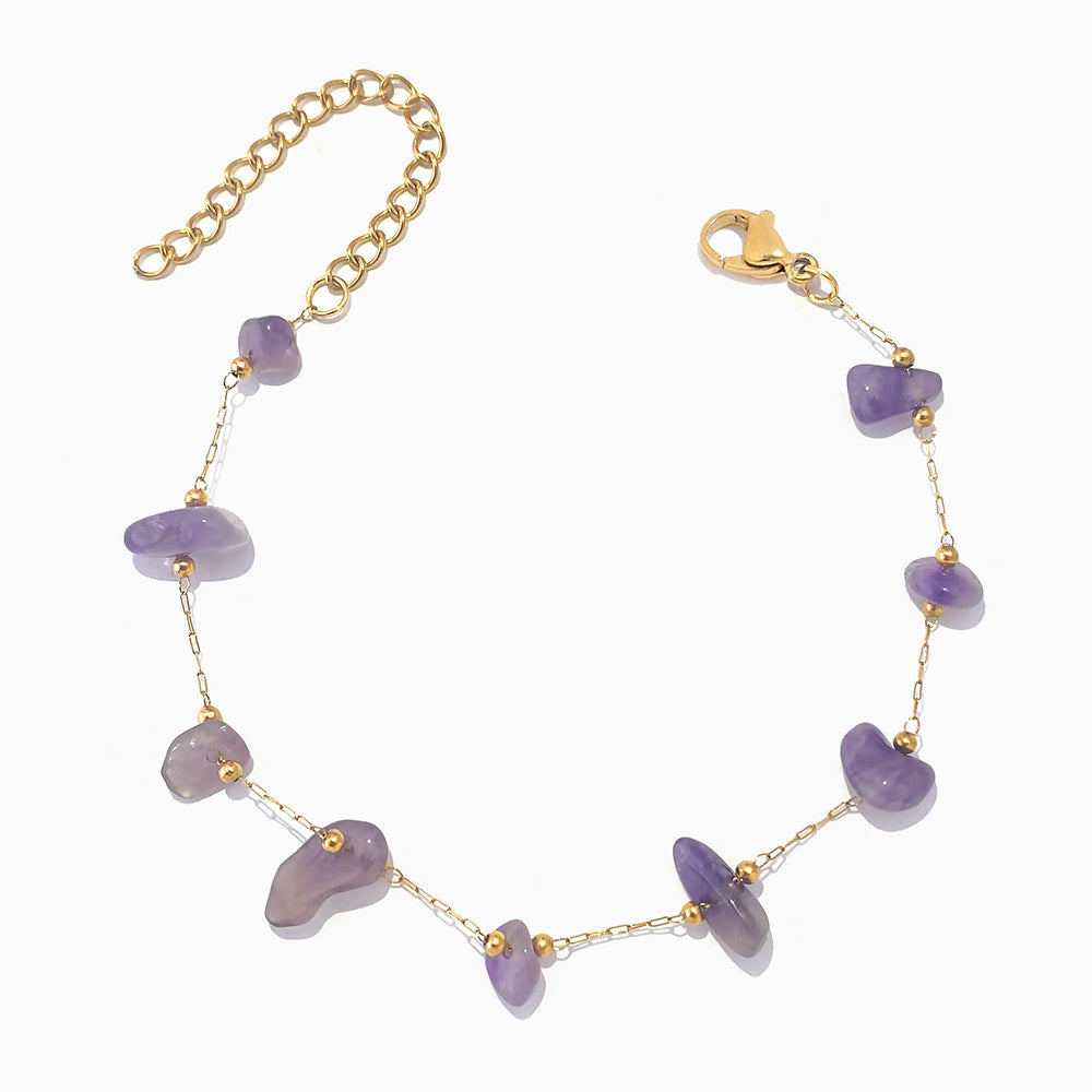 Pulseira Ametista em Aço Inoxidável