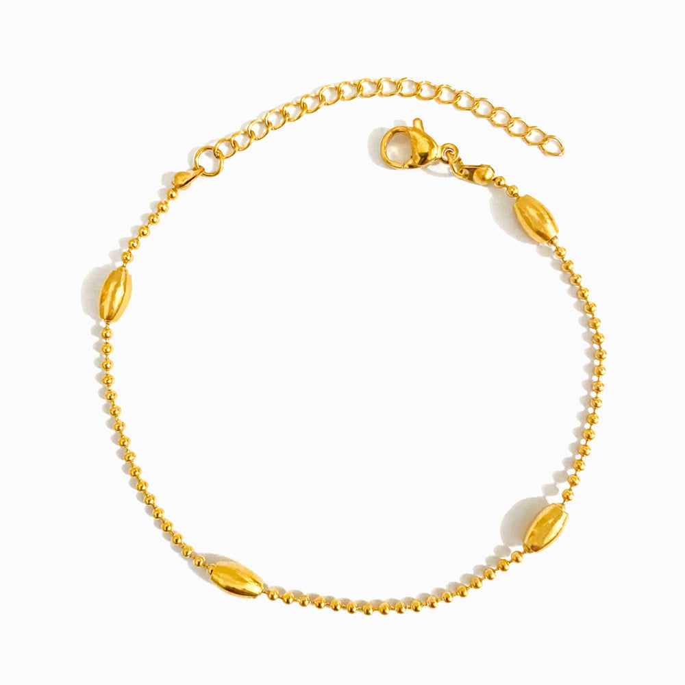 Pulseira com Bolinhas SL2156 - Aço Inox Dourado