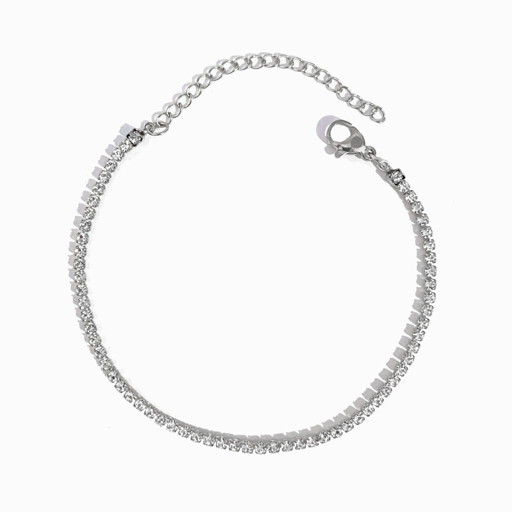 Pulseira com Brilhantes - Aço Inox Prateado