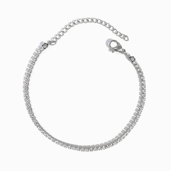 Pulseira com Brilhantes - Aço Inox Prateado