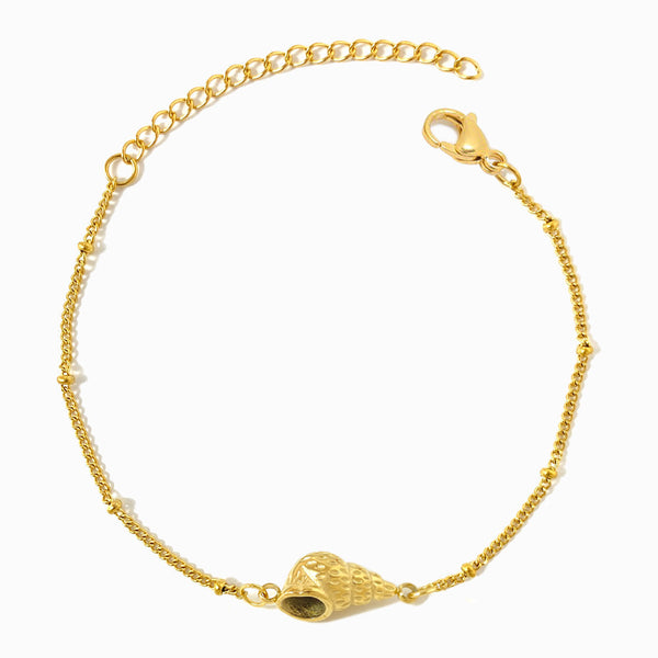 Pulseira com Búzio SL2191 - Aço Inox Dourado