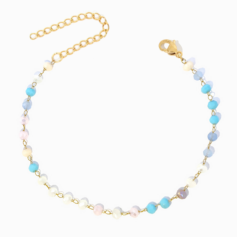 Pulseira de Pé com Cristal Mix SL2277 - Aço Inox