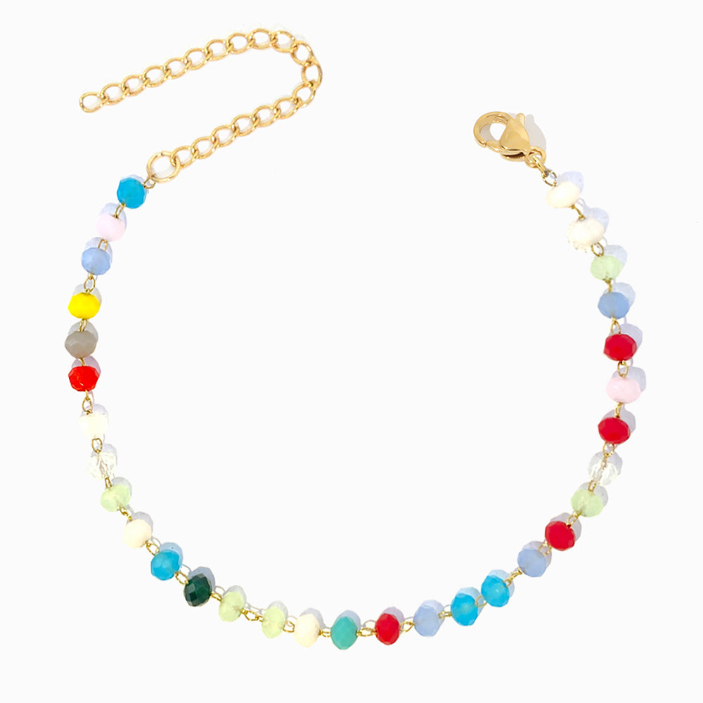 Pulseira de Pé com Cristal Mix SL2282 - Aço Inox