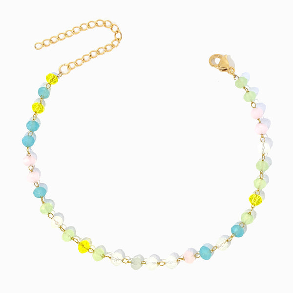 Pulseira de Pé com Cristal Mix SL2284 - Aço Inox