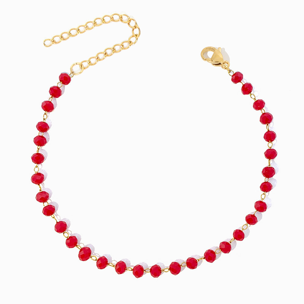 Pulseira de Pé com Cristal Vermelho SL2285 - Aço Inox