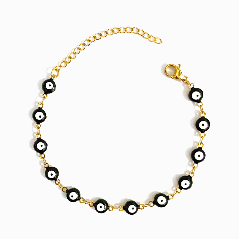 Pulseira com Olho Turco SL2157 - Aço Inox Dourado