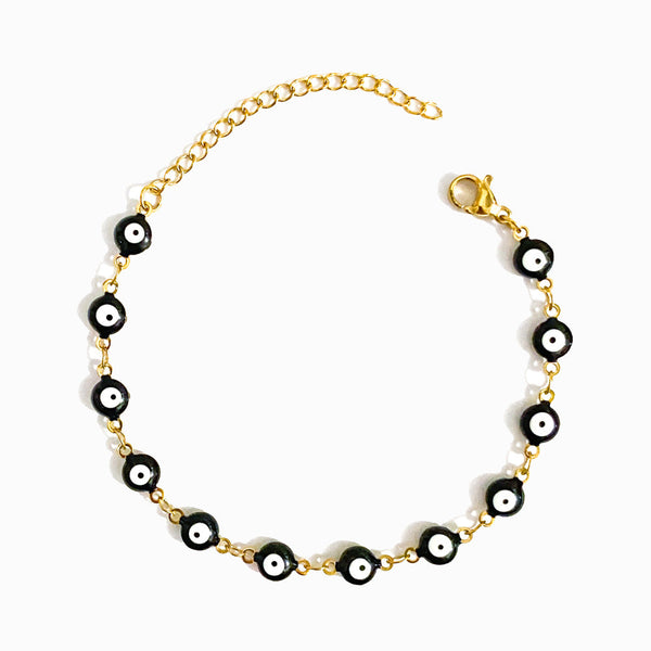 Pulseira com Olho Turco SL2157 - Aço Inox Dourado