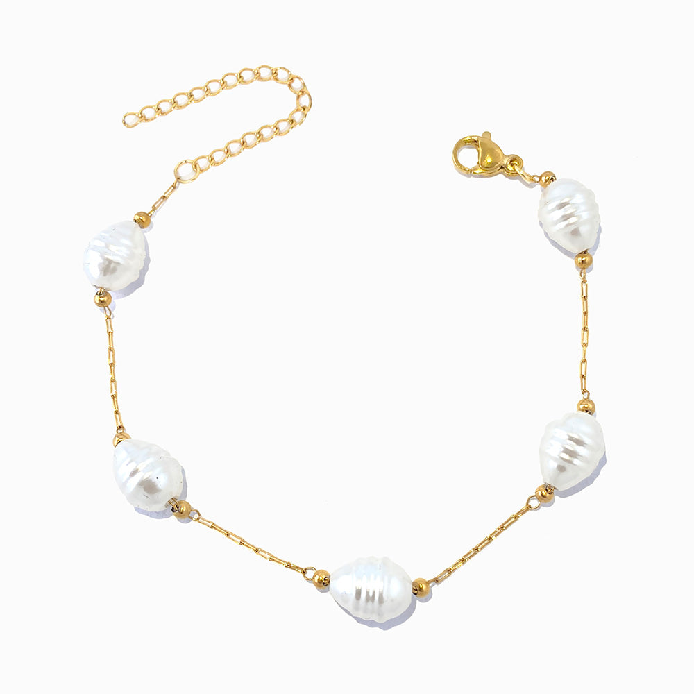 Pulseira com Pérolas Barrocas SL2293 - Aço Inox