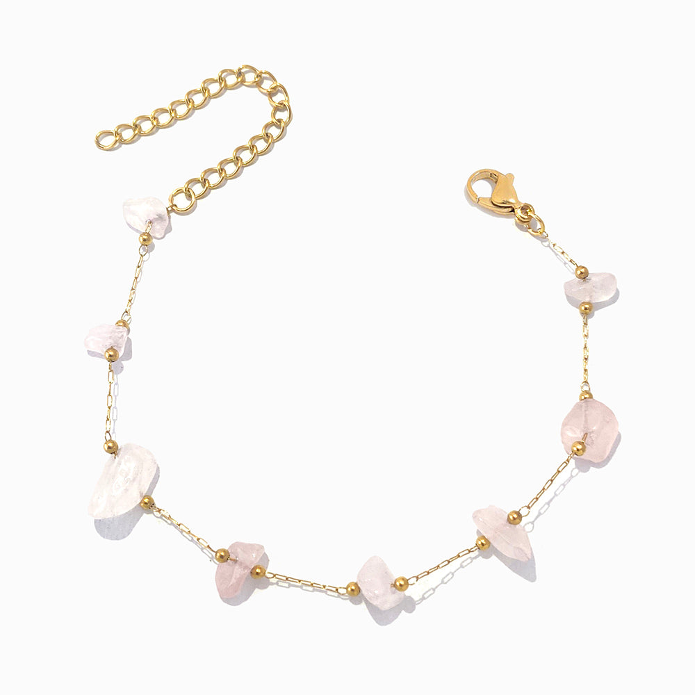 Pulseira com Quartzo Rosa SL8016 - Aço Inox