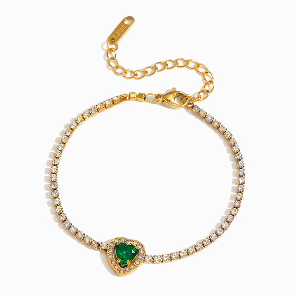 Pulseira Coração Verde SL2381 - Aço Inox