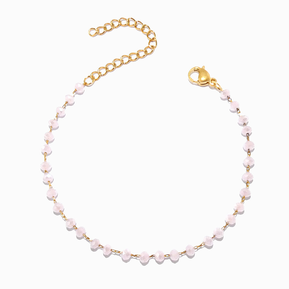 Pulseira de Pé com Cristal Rosa SL2214 - Aço Inox